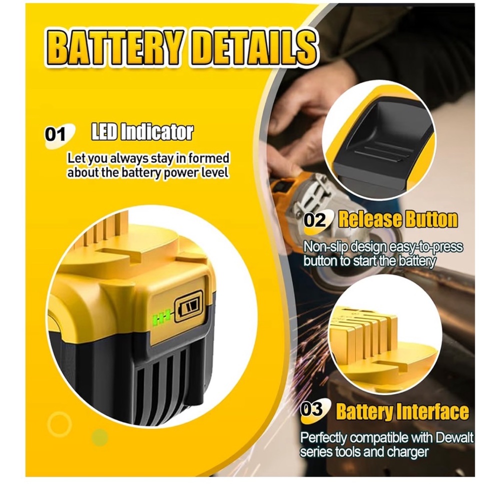 8.0Ah Replacement Battery for DeWalt 20V Max Compatible DCB200-DCB205 - Picture 5 of 7